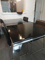 Zwaar Barok Eettafel blad zwart glas zilvere poten, Huis en Inrichting, Tafels | Eettafels, Ophalen, 50 tot 100 cm, 150 tot 200 cm
