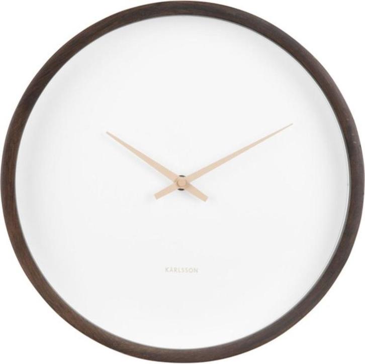 Karlsson Wandklok Ancho Hout, spiegel 32.5x32.5x8 cm Bruin, Huis en Inrichting, Woonaccessoires | Klokken, Nieuw, Wandklok, Analoog