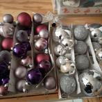 Glazen kerstballen, paars, zilver, inclusief slingers, Diversen, Kerst, Ophalen, Zo goed als nieuw