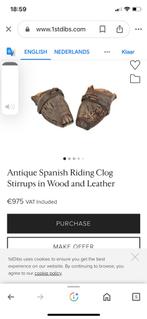 Spaans antiek houten lederen schoen 27 cm, Antiek en Kunst, Kunst | Beelden en Houtsnijwerken, Ophalen of Verzenden
