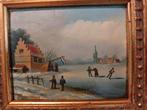 Olieverfschilderij Haverkamp - Winters Tafereel, Ophalen of Verzenden