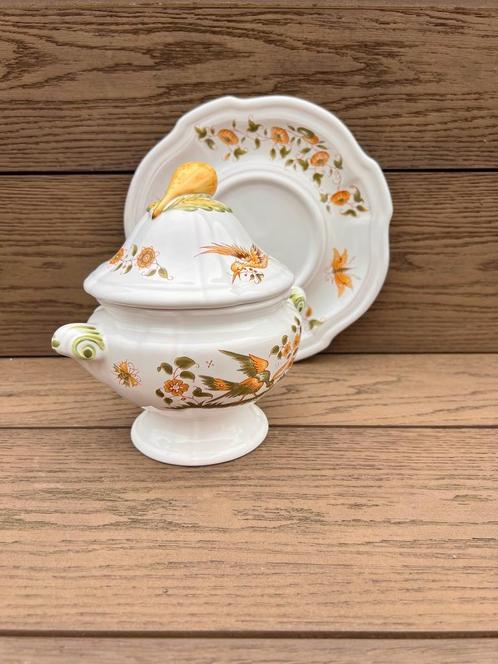 Soepkom en onderbord Desvres Fourmaintraux Frans vintage, Antiek en Kunst, Antiek | Keramiek en Aardewerk, Verzenden