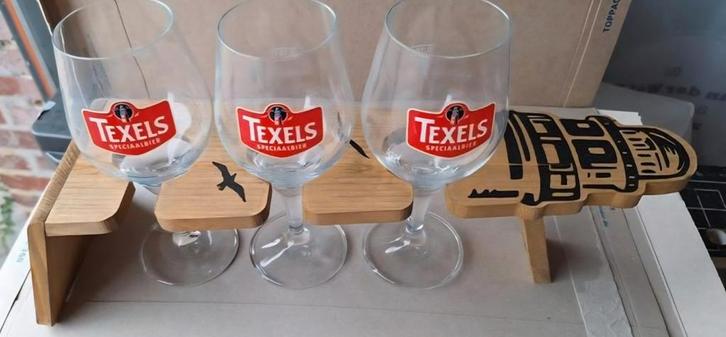 36 TEXELS voetglas + 12 plank + glaasjes etc. PROEVERIJ, Verzamelen, Biermerken, Zo goed als nieuw, Flesje(s), Overige merken