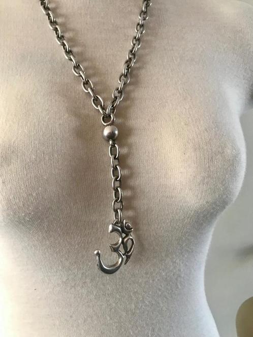 Uno de 50 ketting (61) met ohm teken, Sieraden, Tassen en Uiterlijk, Kettingen, Nieuw, Overige materialen, Zilver, Met hanger