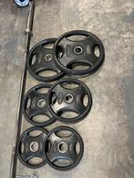 Olympische halter stang met 70 kg lifemaxx schijven, Sport en Fitness, Fitnessmaterialen, Ophalen, Gebruikt, Met stang, Lifemaxx