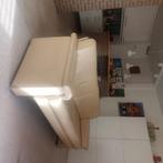 Bank leer beige 2 mtr, Gebruikt, Driepersoons, Ophalen of Verzenden, Rechte bank