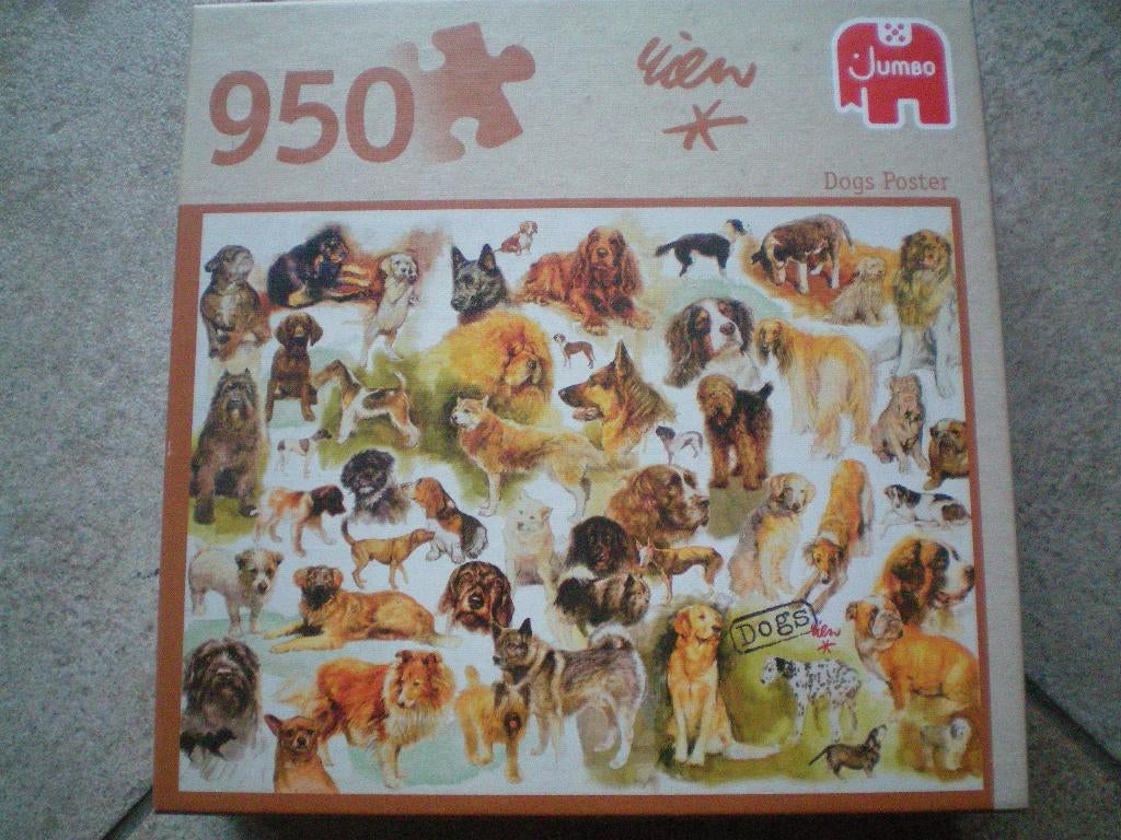 JUMBO Puzzel 950 stukjes. Hondenposter van Rien Poortvliet., Ophalen of Verzenden, 500 t/m 1500 stukjes, Zo goed als nieuw, Legpuzzel