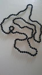 Vintage handgeknoopt halsketting van onyx., Verzenden, Zo goed als nieuw, Zwart, Overige materialen