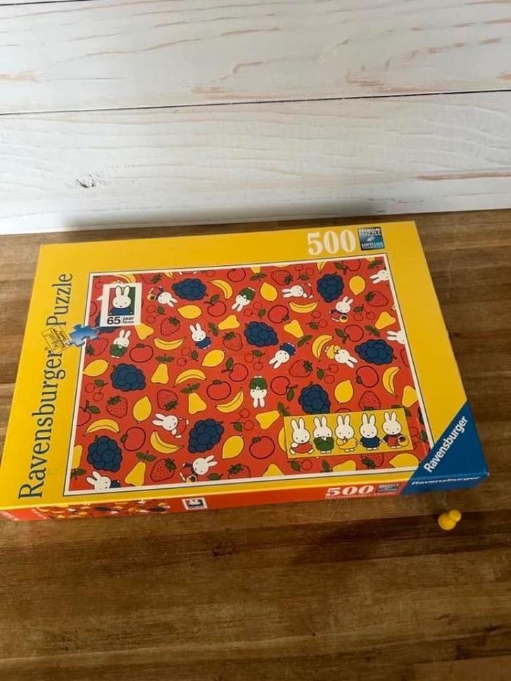 Fruitig Nijntje 500 stukjes puzzel, Ravensburger, Hobby en Vrije tijd, Denksport en Puzzels, Zo goed als nieuw, Legpuzzel, 500 t/m 1500 stukjes