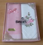 Set van 2 roze Zakdoeken dames - Swan - vintage, Ophalen of Verzenden
