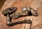 Antiek deurbeslag brons messing klinken handvat art nouveau, Ophalen of Verzenden