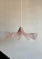 Vintagen glazen teardrop roze hanglamp frans bloem bladeren, Huis en Inrichting, Lampen | Hanglampen, Ophalen of Verzenden, Nieuw