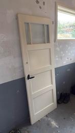 Viervlaks jaren 30 deur met wit bewolkt glas, Doe-het-zelf en Verbouw, Deuren en Horren, Ophalen, Gebruikt, Binnendeur, Glas