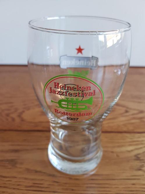 Speciaal bierglas : Heineken jazzfestival Rotterdam 1987, Verzamelen, Biermerken, Zo goed als nieuw, Glas of Glazen, Heineken