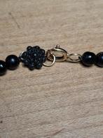 Zwarte git ketting met gouden slot, Ophalen of Verzenden, Goud, Ketting