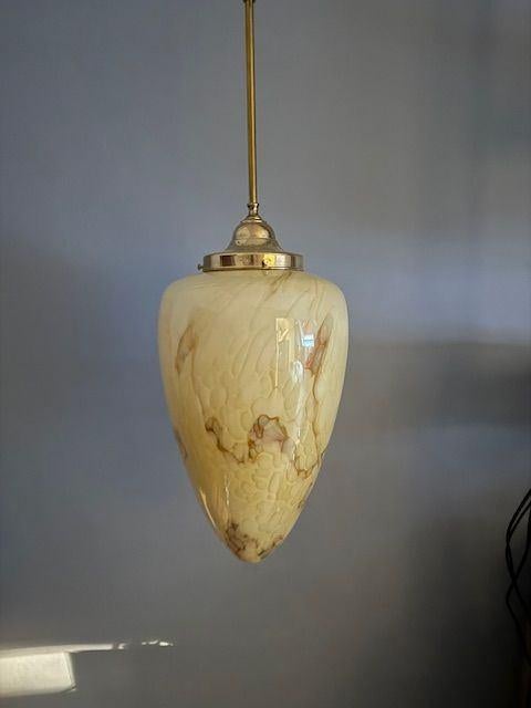 Oude hanglamp XXL Art Deco, Gebruikt, Ophalen of Verzenden, Glas, 75 cm of meer