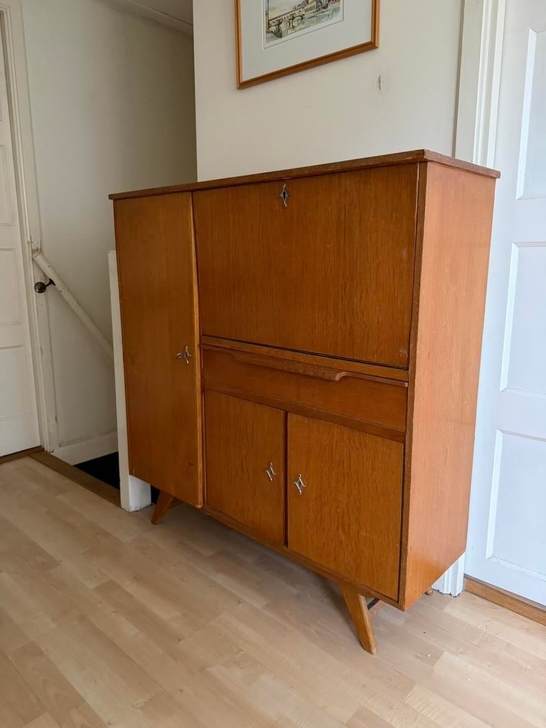 Vintage Mid Century Modern Secretaire - Vintage teak kast, Huis en Inrichting, Kasten | Secretaires, Zo goed als nieuw, Ophalen