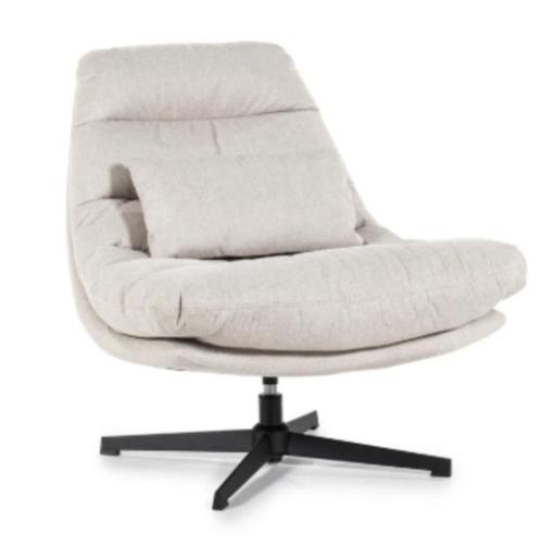 Fauteuil Cooper – Bruin / Grijs / Beige Nu Extra Voordelig !, Huis en Inrichting, Fauteuils, Nieuw, Hout, Stof, 75 tot 100 cm