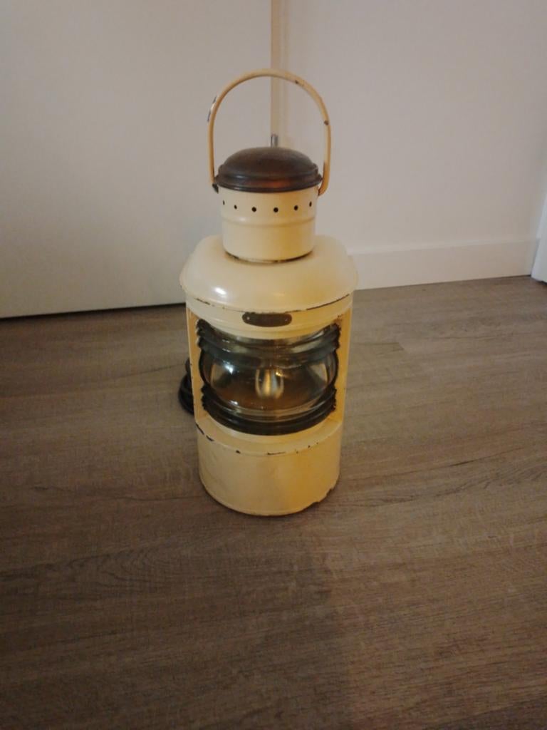 een mooie scheepslamp 36cm hoog diameter 18cm, Antiek en Kunst, Curiosa en Brocante, Ophalen of Verzenden