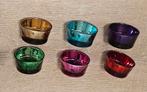 ZES GLAZEN GEKLEURDE THEELICHTHOUDERS te koop, Overige materialen, Groen, Nieuw, Ophalen of Verzenden