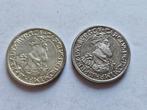 2 Zilveren Belgische 5 Ecu munten., Setje, Zilver, Ophalen of Verzenden, Zilver