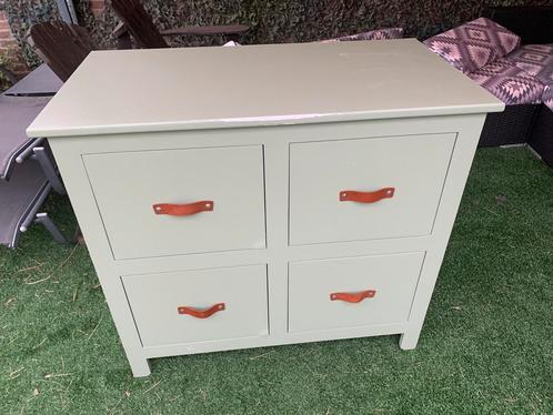 Vintage stijl Ladekast Lichtgroen commode, Huis en Inrichting, Kasten | Ladekasten, Gebruikt, Minder dan 100 cm, Minder dan 50 cm