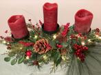 Prachtige klassiek kerststuk met kaarsenhouders & verlicting, Ophalen of Verzenden, Nieuw