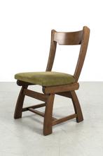 4 Brutalistische, eiken, stoelen met groene velours SALE, Ophalen, Gebruikt, Hout, Vier