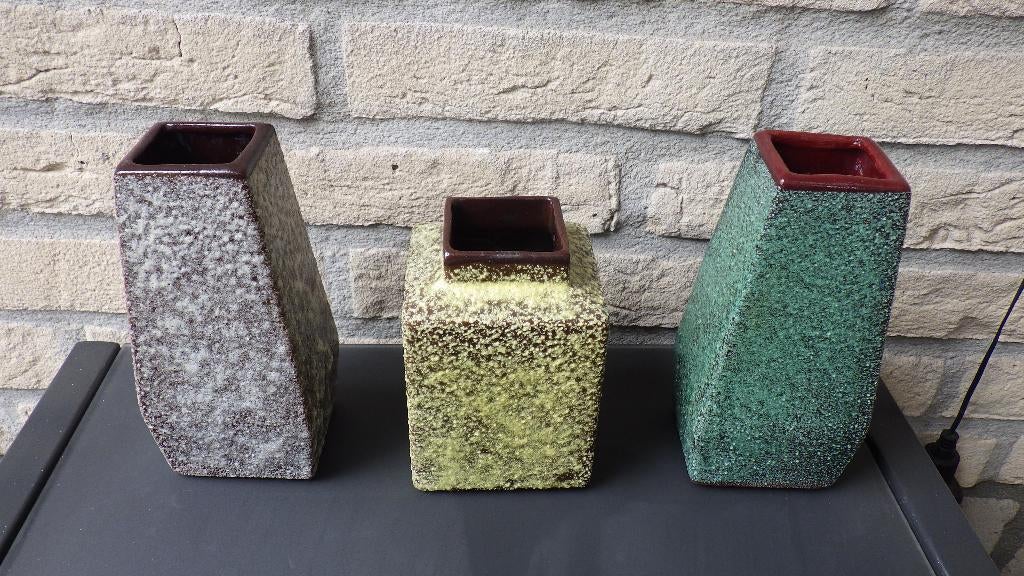 3 prachtige vazen van Afina Rijnsburg, Gebruikt, Overige kleuren, Aardewerk of Porselein, Ophalen of Verzenden