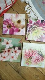 Bloemen canvas schilderijtjes, Huis en Inrichting, Woonaccessoires | Schilderijen, Tekeningen en Foto's, Ophalen, Schilderij, Minder dan 50 cm