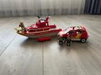 Playmobil rescue fire boot en auto, Ophalen of Verzenden, Gebruikt