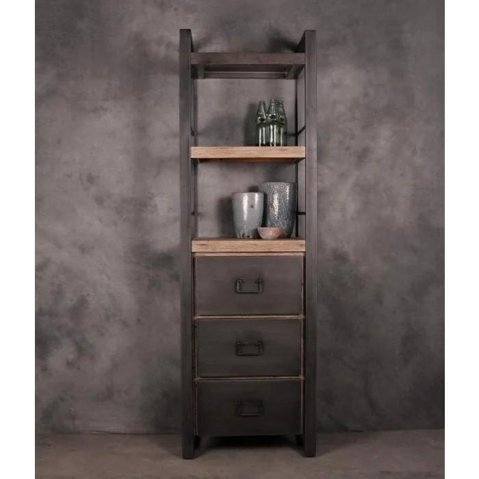 Industriële Magnolia Houten Kast met Lades & Planken, Huis en Inrichting, Kasten | Overige, Zo goed als nieuw, Ophalen of Verzenden