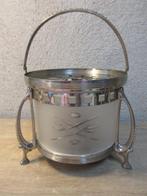 Vintage warmhouder art deco brander met geslepen glas, Ophalen of Verzenden, Gebruikt