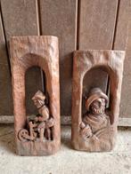 2 mooie handgesneden houten wanddecoratie, Ophalen of Verzenden, Zo goed als nieuw