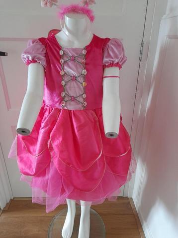 Verkleedkleren: Roze Bloemen meisje jurk maat 134/140 beschikbaar voor biedingen