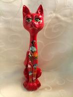 Langnek poes kat rood aardewerk 21 x 7 x 5 cm, Ophalen of Verzenden, Gebruikt, Dier