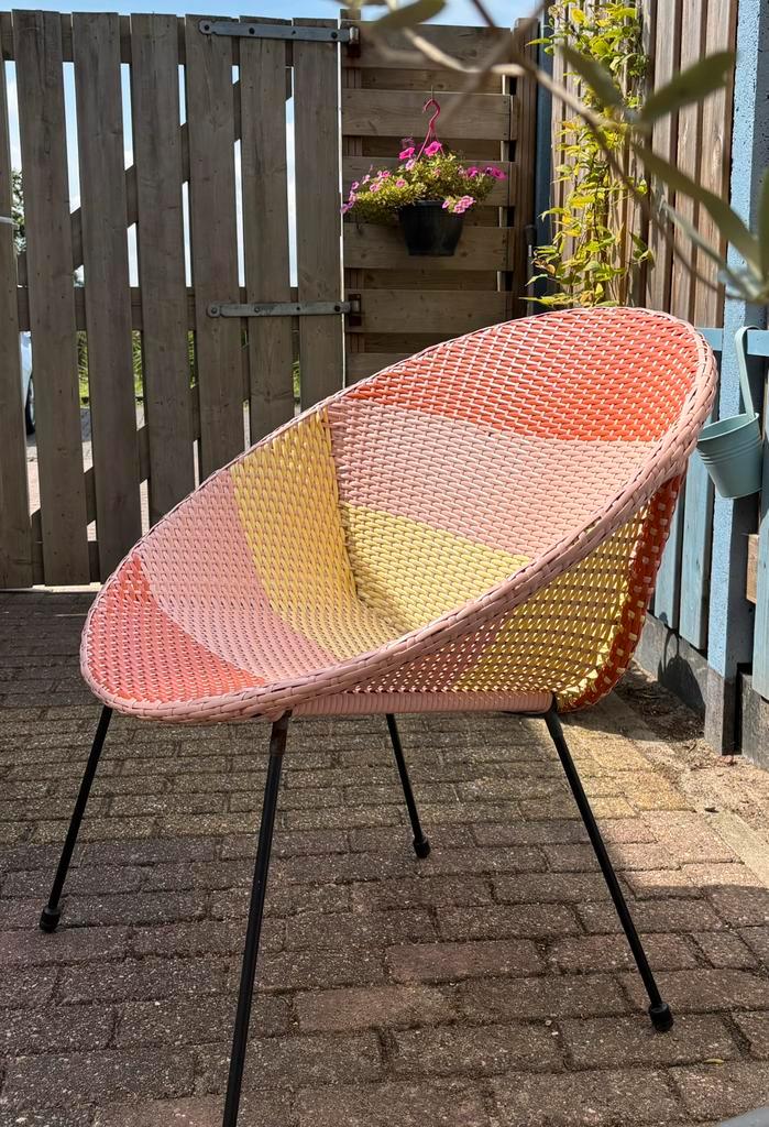Tuinstoel loungestoel Jolien Karwei, Tuin en Terras, Tuinstoelen, Gebruikt, Wicker, Ophalen