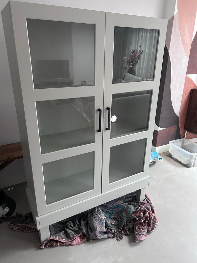Nog peachtige stoere Woood Vitrinekast Lichtgrijs, Huis en Inrichting, Ophalen, Stoer, 100 tot 150 cm, 150 tot 200 cm