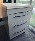 Ladeblok kantoor - metaal - grijs/wit - 4 lades, Huis en Inrichting, Kasten | Ladekasten, Ophalen, Minder dan 50 cm, Zo goed als nieuw
