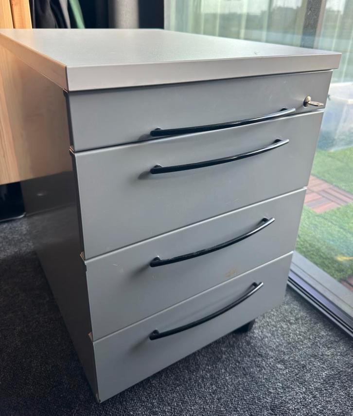 Ladeblok kantoor - metaal - grijs/wit - 4 lades, Huis en Inrichting, Kasten | Ladekasten, Zo goed als nieuw, Minder dan 100 cm