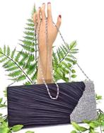 Luxe avond/bruidstasje met strass steentjes., Ophalen of Verzenden, Nieuw, Zwart, Avondtasje