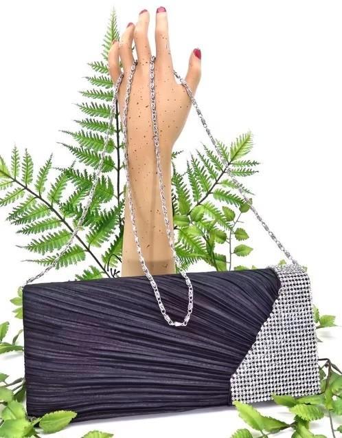 Luxe avond/bruidstasje met strass steentjes., Sieraden, Tassen en Uiterlijk, Tassen | Damestassen, Nieuw, Avondtasje, Zwart, Ophalen of Verzenden