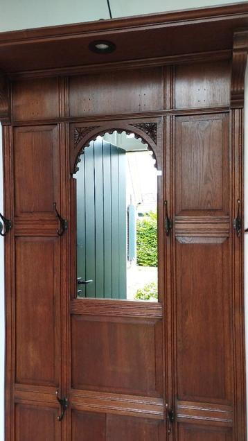 fraaie antieke wand-kapstok uit ca. 1900 - massief eiken beschikbaar voor biedingen