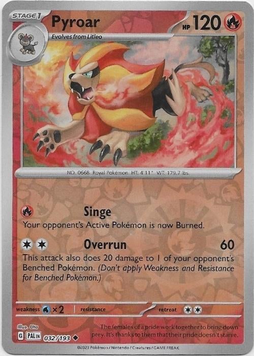 Paldea Evolved,  Pyroar [reverse] 32/193, Hobby en Vrije tijd, Verzamelkaartspellen | Pokémon, Nieuw, Losse kaart, Verzenden