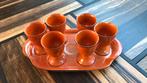 Porseleinen oranje Lustreware eierstel, Ophalen of Verzenden, Zo goed als nieuw, Porselein, Overige stijlen
