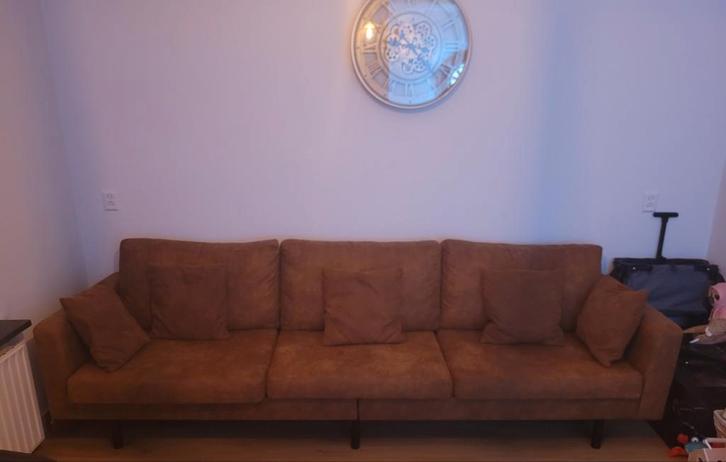 ZSM OPHALEN Bruine 3-zits bank 280X88X68, Huis en Inrichting, Banken | Bankstellen, Zo goed als nieuw, Rechte bank, Driepersoons