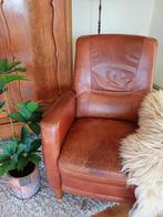 Leren fauteuil schaapsleer schapenleren stoel, Huis en Inrichting, Fauteuils, Ophalen, Gebruikt, 50 tot 75 cm, Leer