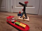 Nog mooie houten speelgoed boot kraan zeecontainer play tive, Ophalen of Verzenden, Gebruikt