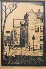 A.H. Nordberg: Delftse Vaart met Stokvisbrug, ca. 1935, Antiek en Kunst, Ophalen of Verzenden