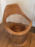 Vintage rieten stoel jaren 70, Ophalen, Gebruikt, Bruin, Riet of Rotan